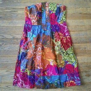 Anthropologie Strapless Watercolor Dress - 8
